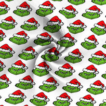Load image into Gallery viewer, christmas hat santa hat printing on white printed fabric
