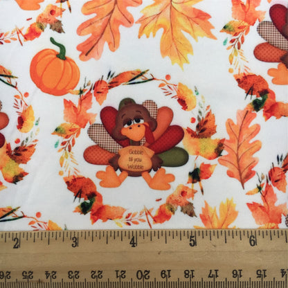 turkey chicken fall autumn leaf leaves tree printed fabric