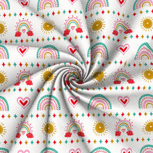 Load image into Gallery viewer, rainbow color heart love rhombus printed fabric
