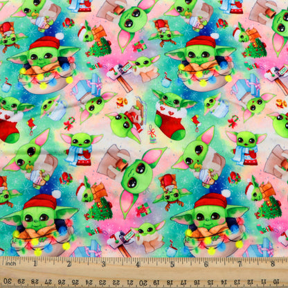 christmas day green series printed fabric