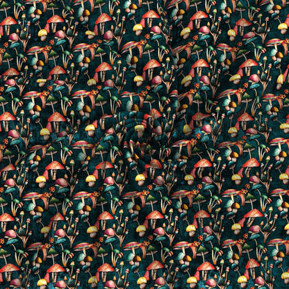 mushroom green series plant printed fabric