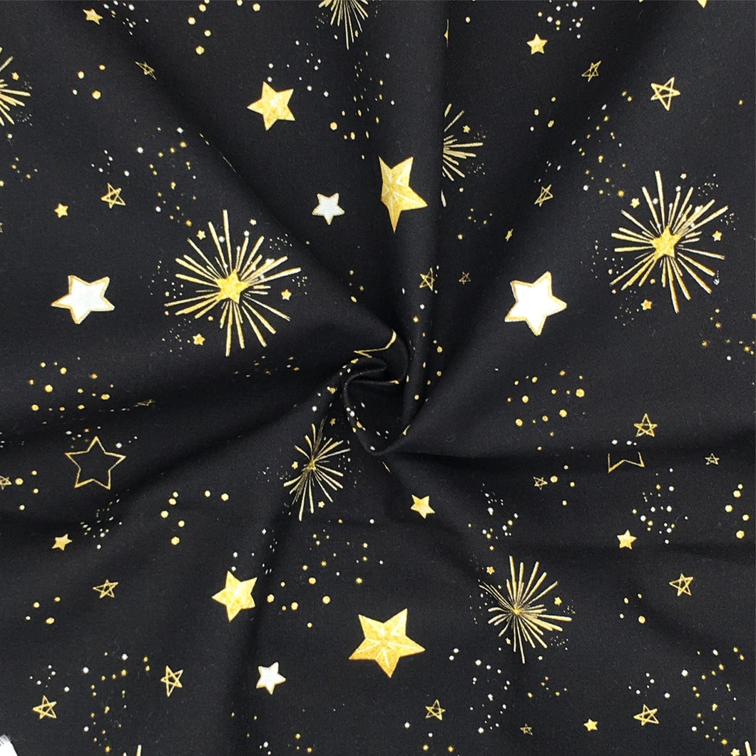 black series star starfish firework printed fabric