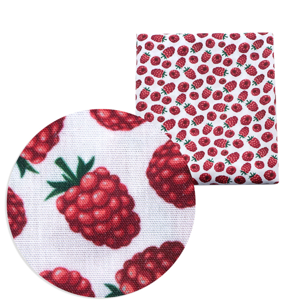fruit raspberry tayberry printed fabric