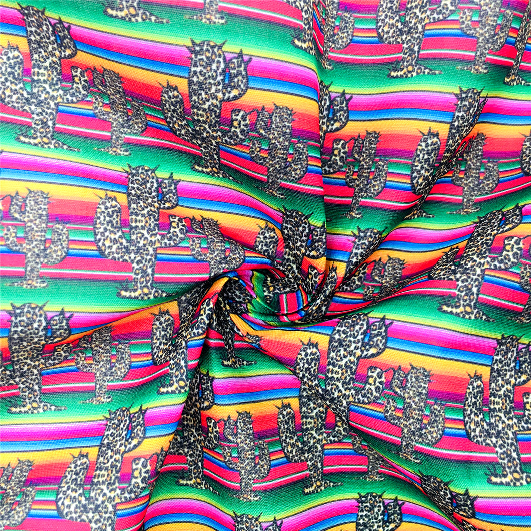 stripe gradient color leopard cheetah the cactus printed fabric