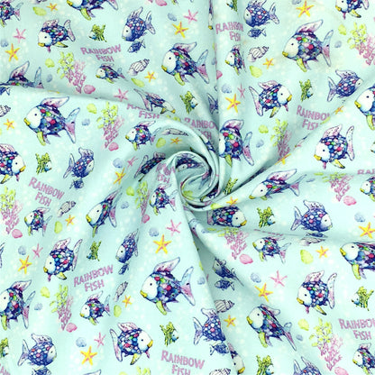 rainbow color goldfish printed fabric