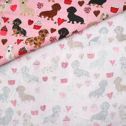 dog puppy heart love valentines day cake cupcake ice cream popsicle printed fabric