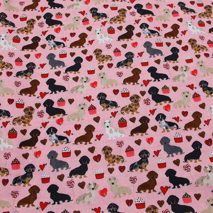 dog puppy heart love valentines day cake cupcake ice cream popsicle printed fabric