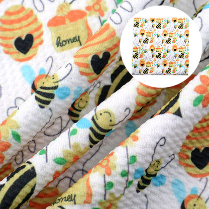 bee flower floral heart love printed fabric