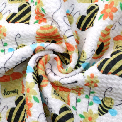 bee flower floral heart love printed fabric