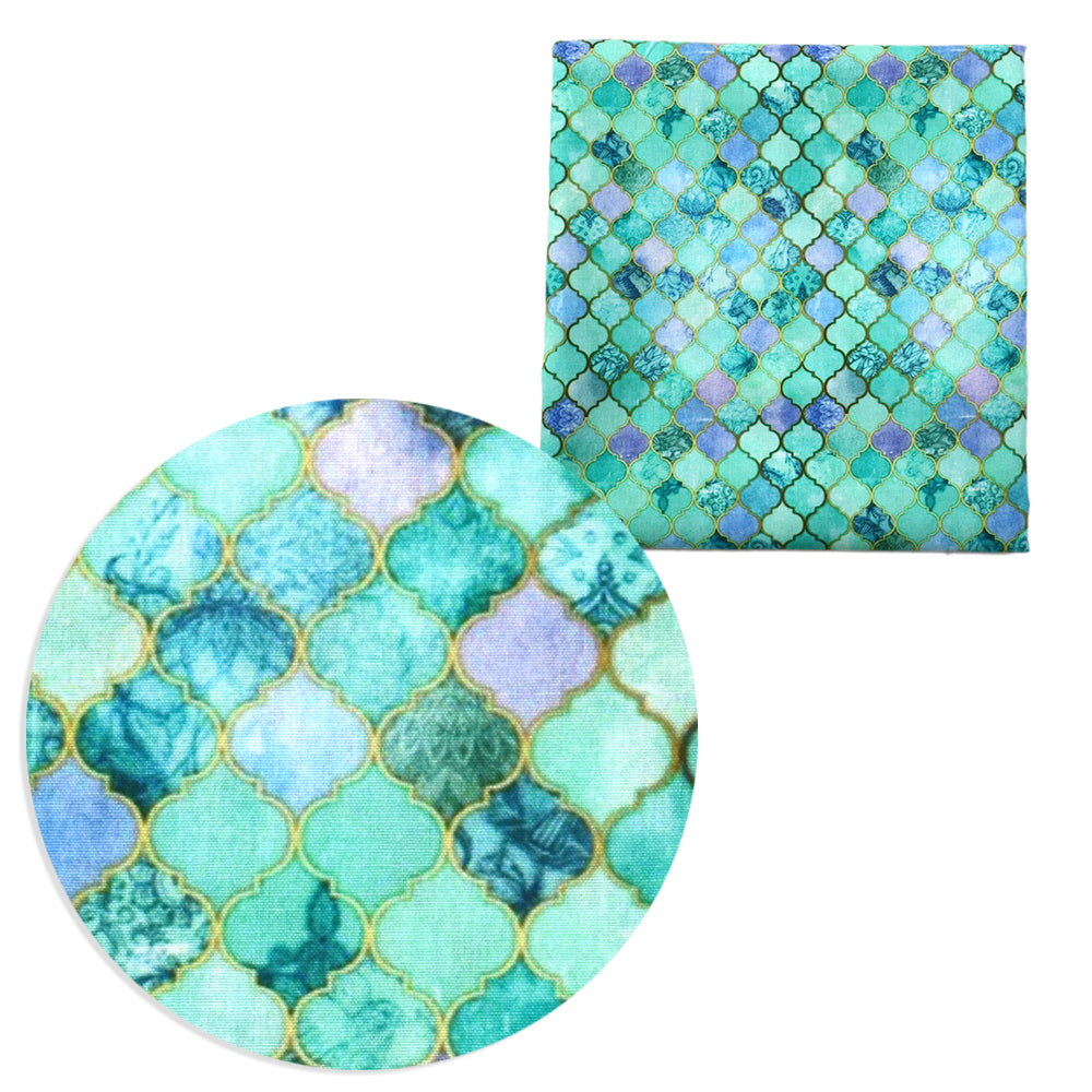 rhombus fish scales mermaid scales moroccan lattice printed fabric