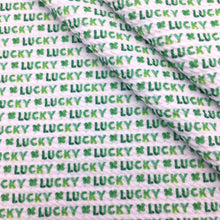 Load image into Gallery viewer, st patricks letters alphabet clover shamrock printed fabric
