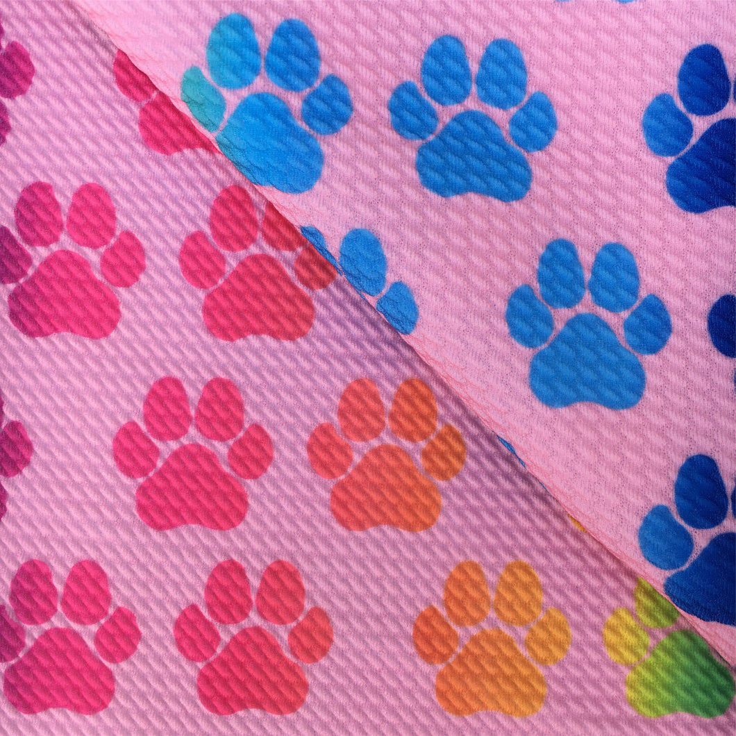 gradient color rainbow color footprint paw printed fabric