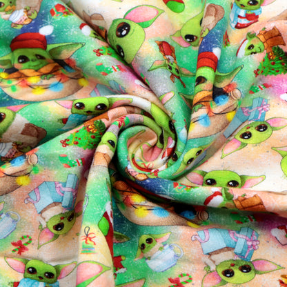 christmas day green series printed fabric