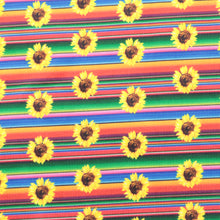 Load image into Gallery viewer, stripe rainbow color sunflower printed fabric
