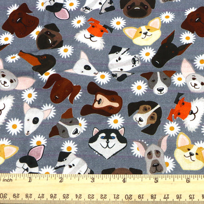 flower floral dog puppy printed fabric