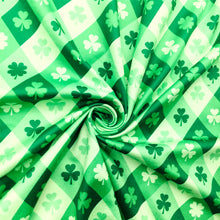 Load image into Gallery viewer, rhombus clover shamrock st patricks green series printed fabric

