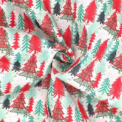 christmas tree christmas day printed fabric
