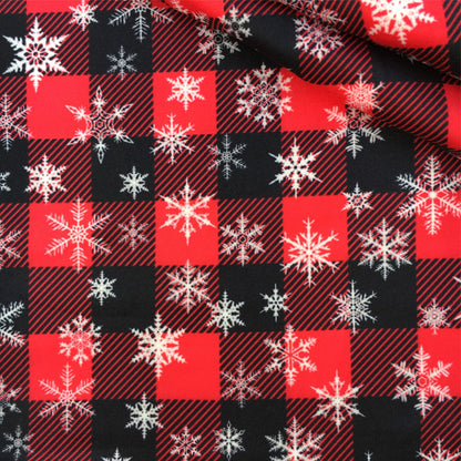 snowflake snow plaid grid christmas day printed fabric