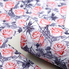 Load image into Gallery viewer, flower floral spider spider web printed fabric
