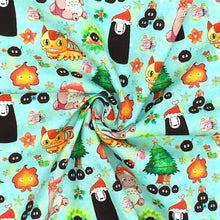 Load image into Gallery viewer, christmas tree santa hat snowflake snow printed fabric
