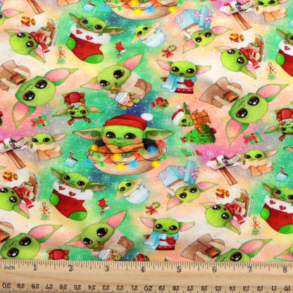 christmas day green series printed fabric
