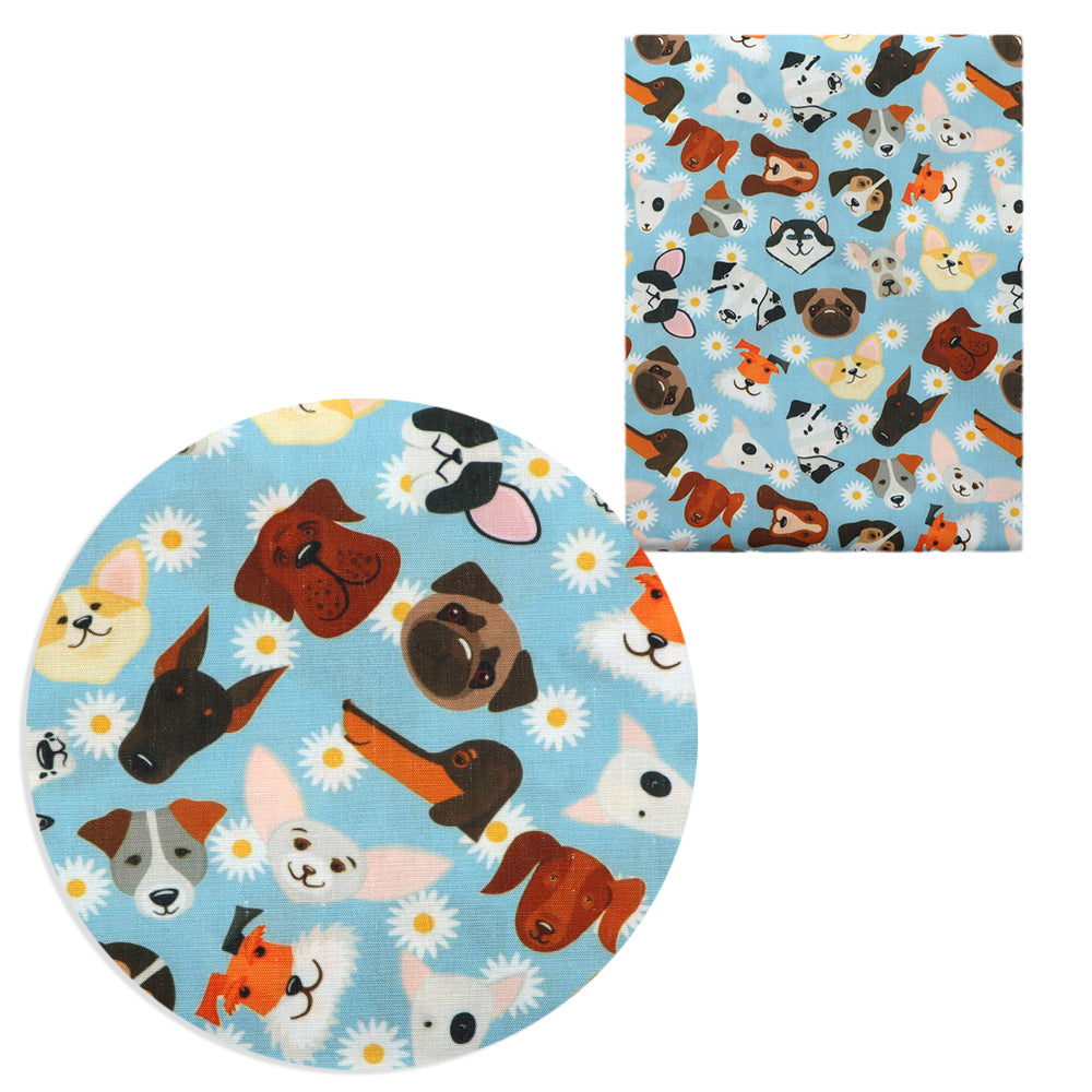 flower floral dog puppy printed fabric