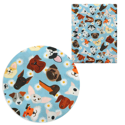 flower floral dog puppy printed fabric