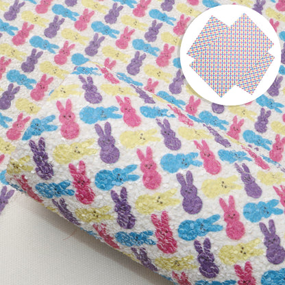 rainbow color rabbit bunny easter bunny printed fabric