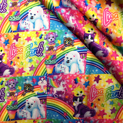 rainbow color star starfish dog puppy printed fabric