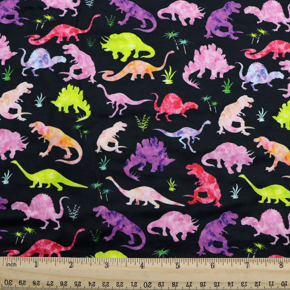 dinosaurs dino leaf leaves tree black series printed fabric