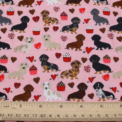 dog puppy heart love valentines day cake cupcake ice cream popsicle printed fabric