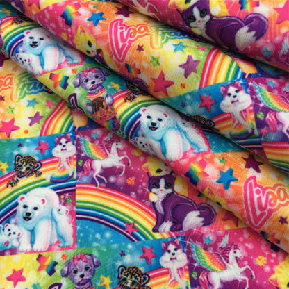 rainbow color star starfish dog puppy printed fabric