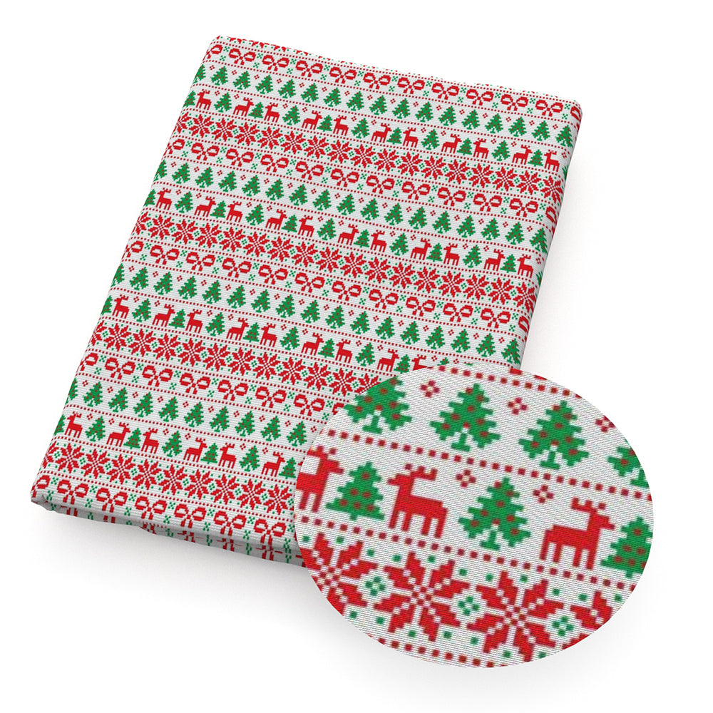 bowknot bows deer reindeer giraffe christmas tree christmas day printed fabric
