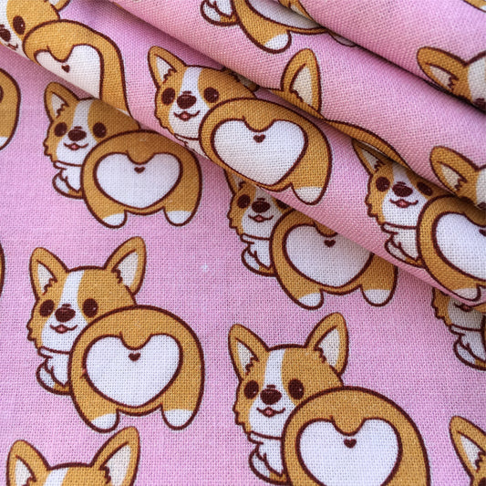 pink series dog puppy printed fabric