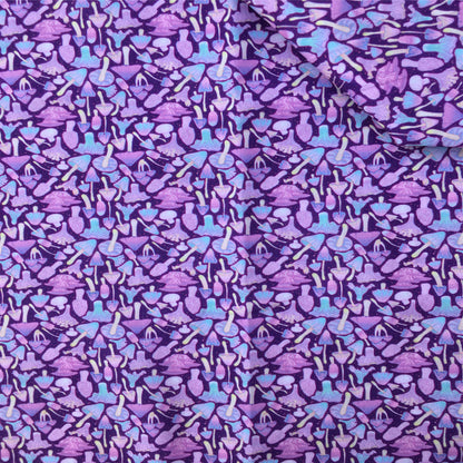 purple series plant mushroom printed fabric