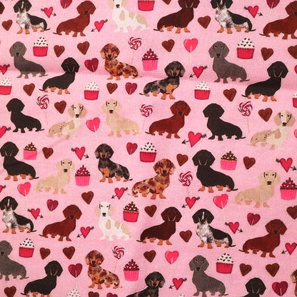 dog puppy heart love valentines day cake cupcake ice cream popsicle printed fabric