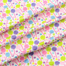 Load image into Gallery viewer, candy sweety lollipop lolly pops printed fabric
