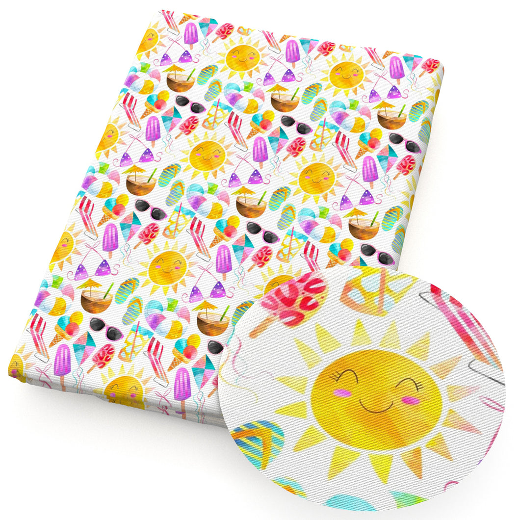 summer flip flopsslippers cake cupcake ice creampopsicle printed fabric