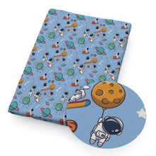Load image into Gallery viewer, astronaut star planet solar system galaxy printed fabric
