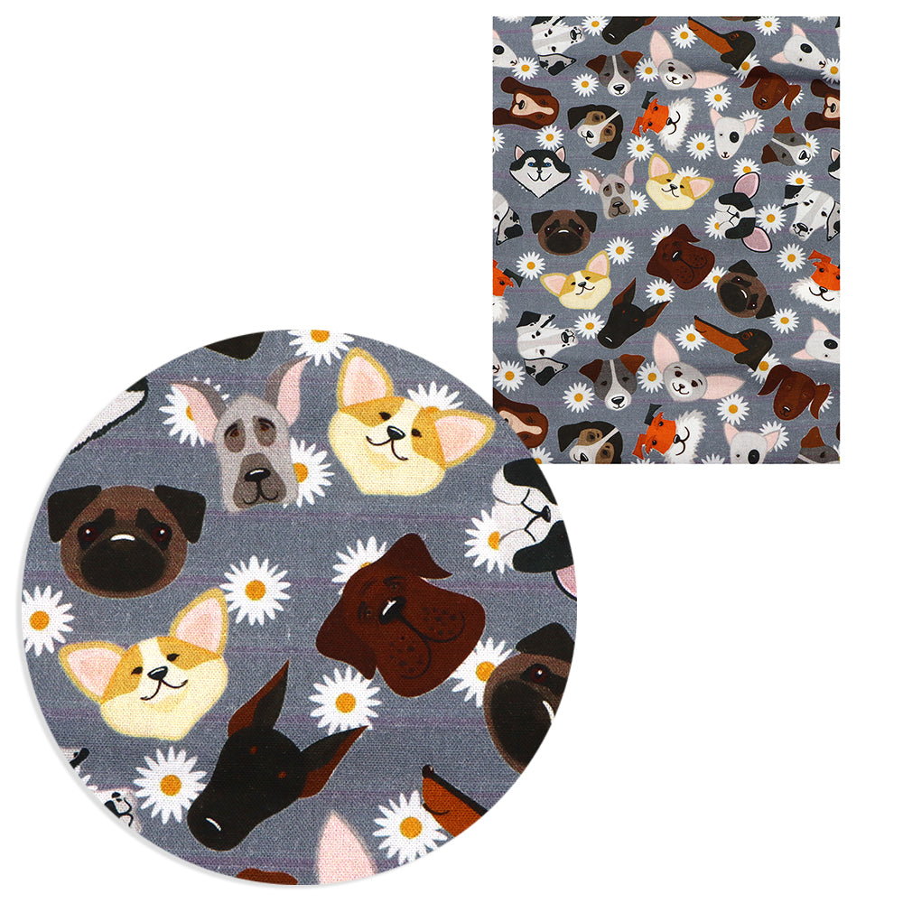 flower floral dog puppy printed fabric