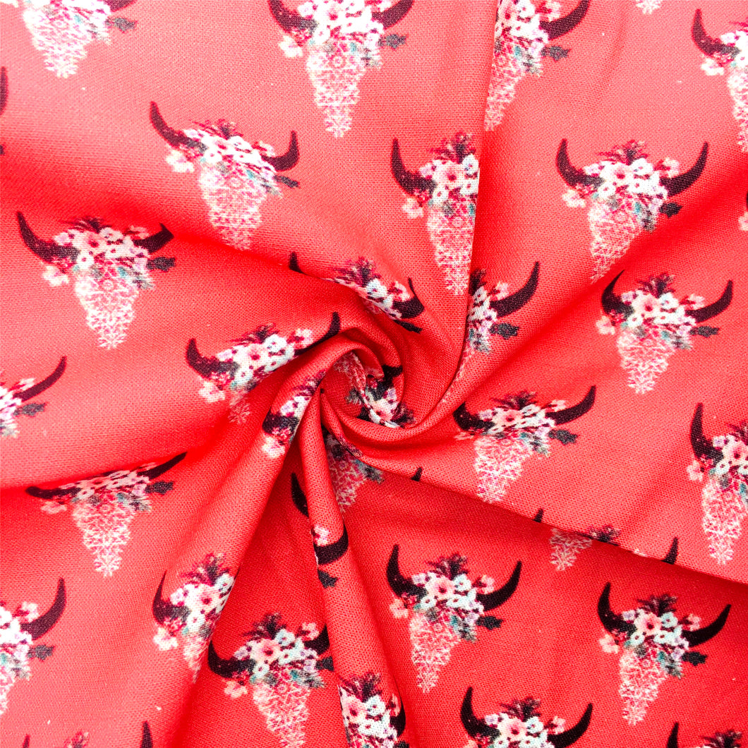 flower floral red series cow pattern printed fabric