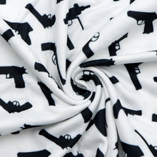 Load image into Gallery viewer, black and white series gun printed fabric

