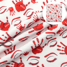 Load image into Gallery viewer, red series missing and murdered indigenous women mmiw hand palm printed fabric

