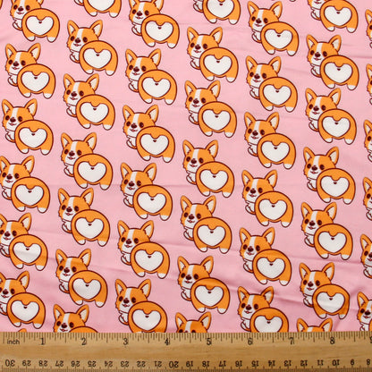 pink series dog puppy printed fabric