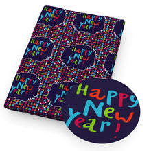 Load image into Gallery viewer, happy new year triangle dots spot printed fabric

