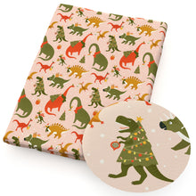 Load image into Gallery viewer, dinosaurs dino christmas day printed fabric
