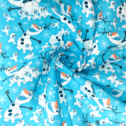 snowflake snow snowman printed fabric