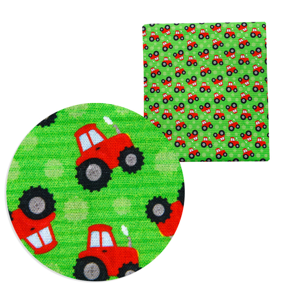 tractor printed fabric
