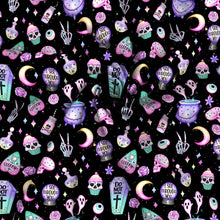 Load image into Gallery viewer, halloween skull ghost skeleton bones moon printed fabric
