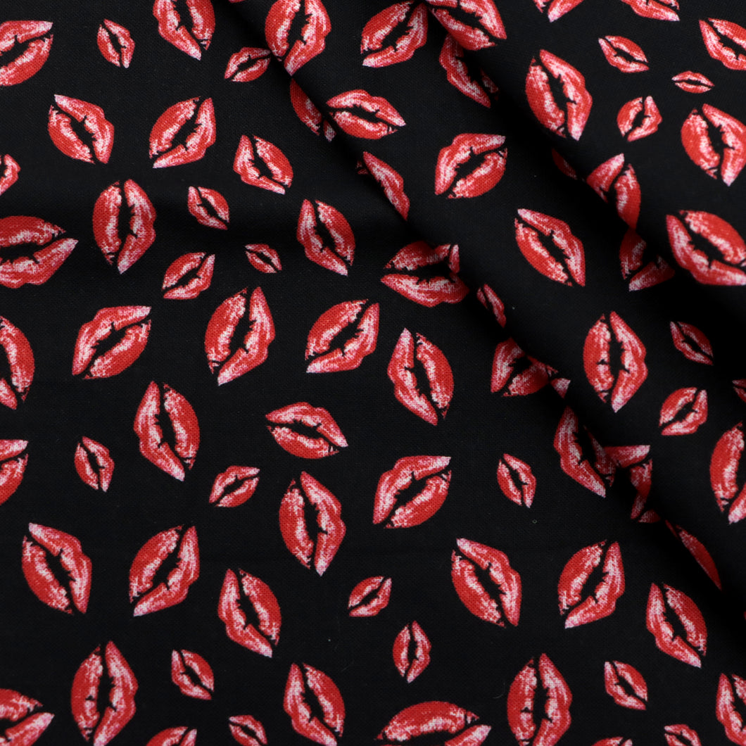 lipstick lips valentines day printed fabric